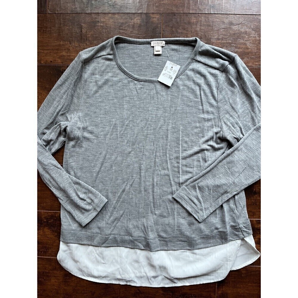J. Crew Mixed Media Long Sleeve Layering Casual Work Shirt NWT Large